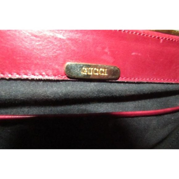 Gucci Dark Red Leather Two-Way Clutch W Gold Chain Strap - Picture 4 of 12